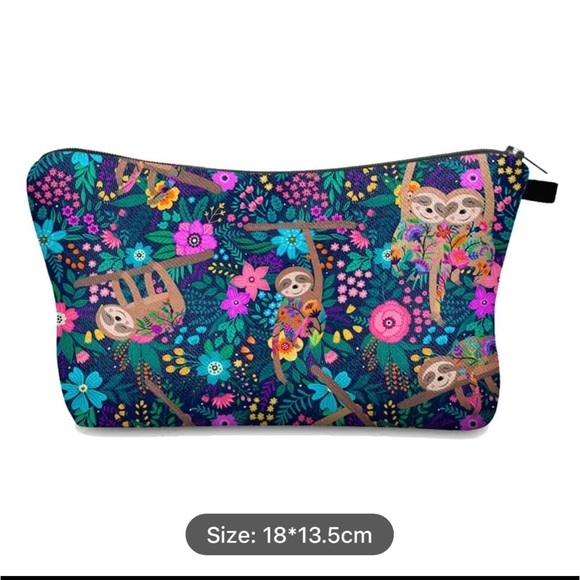 Super Cute Sloth Design Pattern Cosmetic Bag Makeup Travel Zipper Pouch - Picture 6 of 7